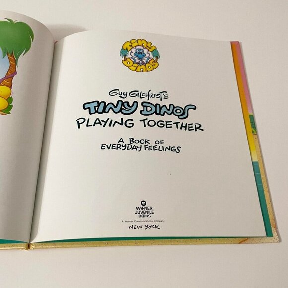 Vtg 1988 Guy Gilchrists Tiny Dinos Playing Together A Book of Everyday Feelings - Picture 12 of 16